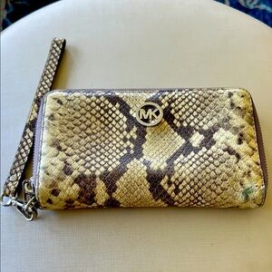 Michael Kors Snake Print Wallet - Gold and Brown